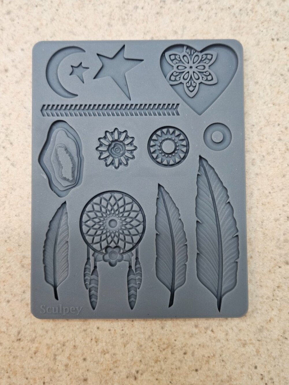 Silicone Mold - Dreamcatcher & Feather Designs in Dark Gray